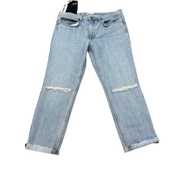 Askk New York Distressed Cropped High Rise Light Wash Jeans Size 28 New NWT - Picture 2 of 8